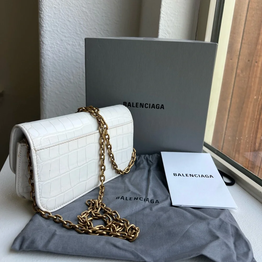 Balenciaga White Croc-Embossed Clutch - Picture 2 of 3
